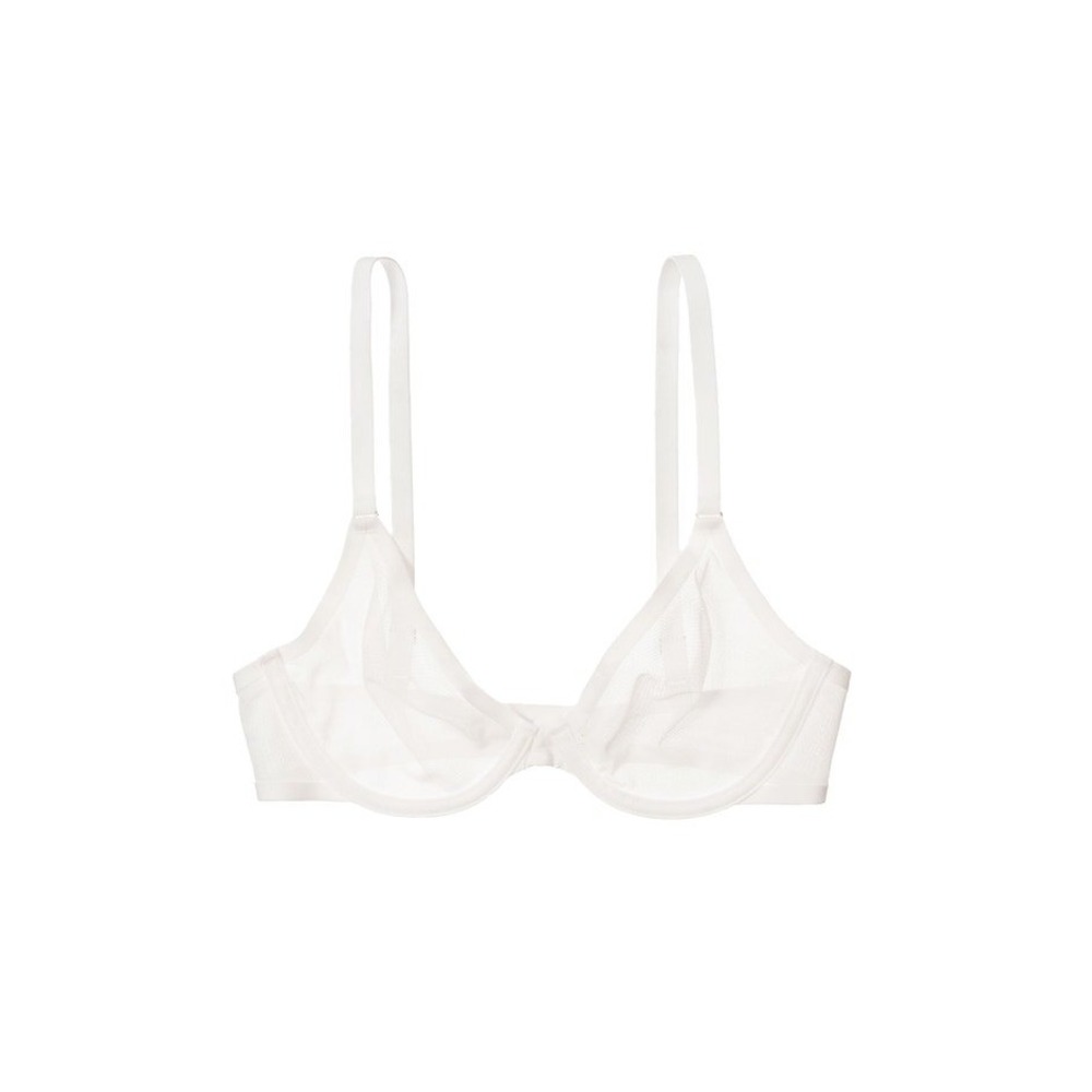 CUUP The Plunge Mesh Underwire Bra Salt White 44E NWT
